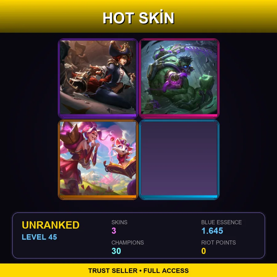 TR | Lv45 | Unranked | 3 Skin | 30 Champ