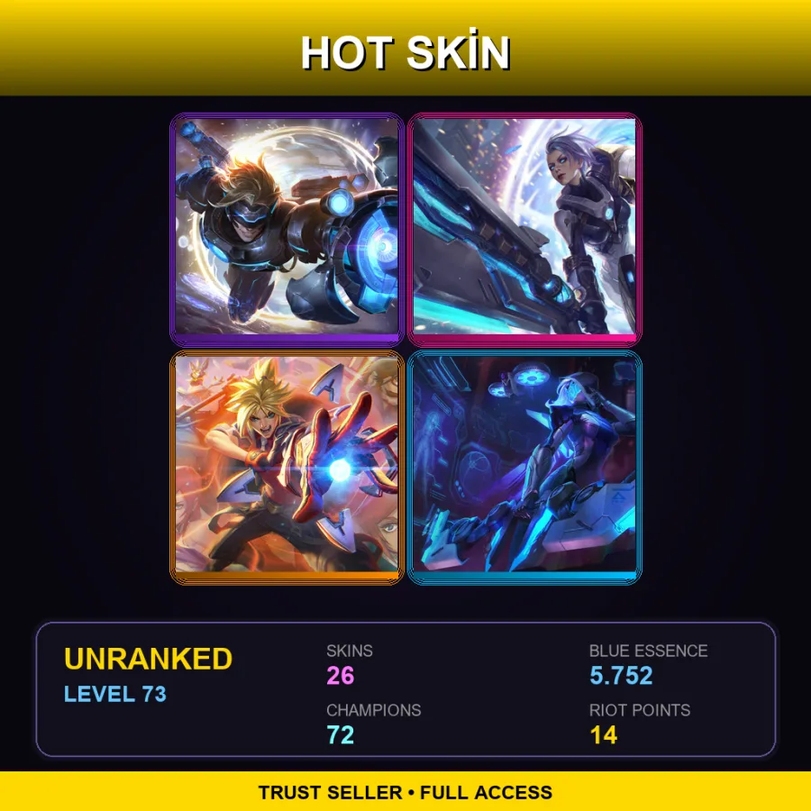 LAS | Lv73 | Unranked | 26 Skin | 72 Champ — Commando Garen