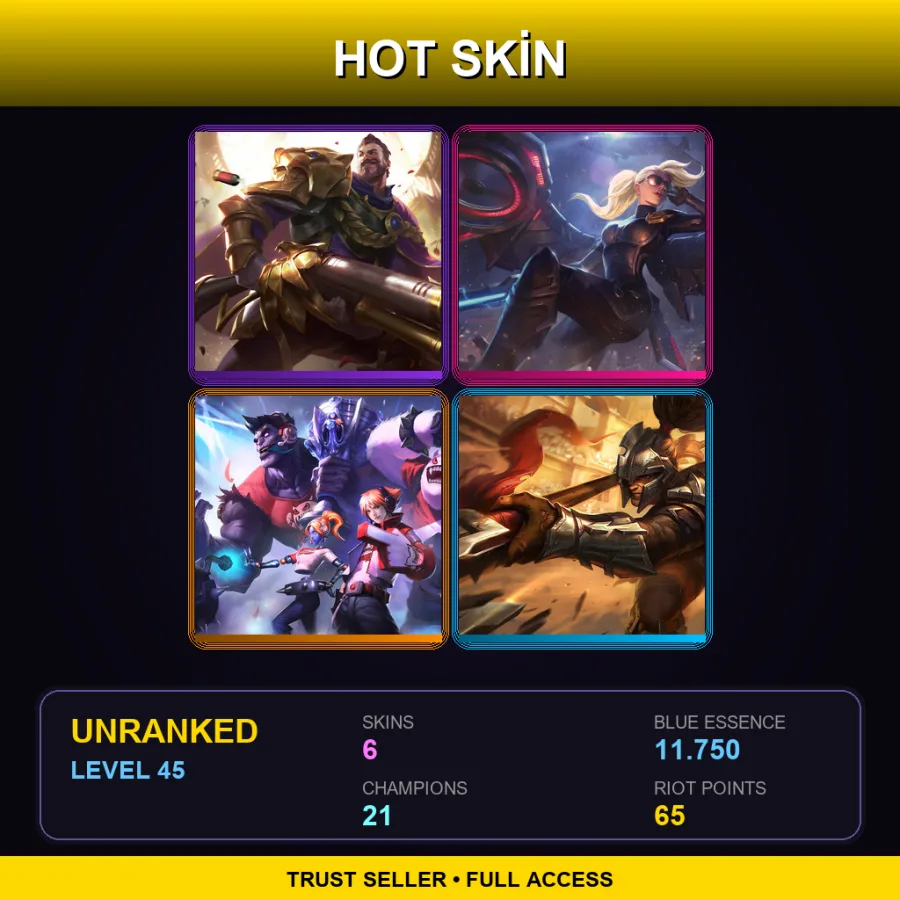 EUW | Lv45 | Unranked | 6 Skin | 21 Champ