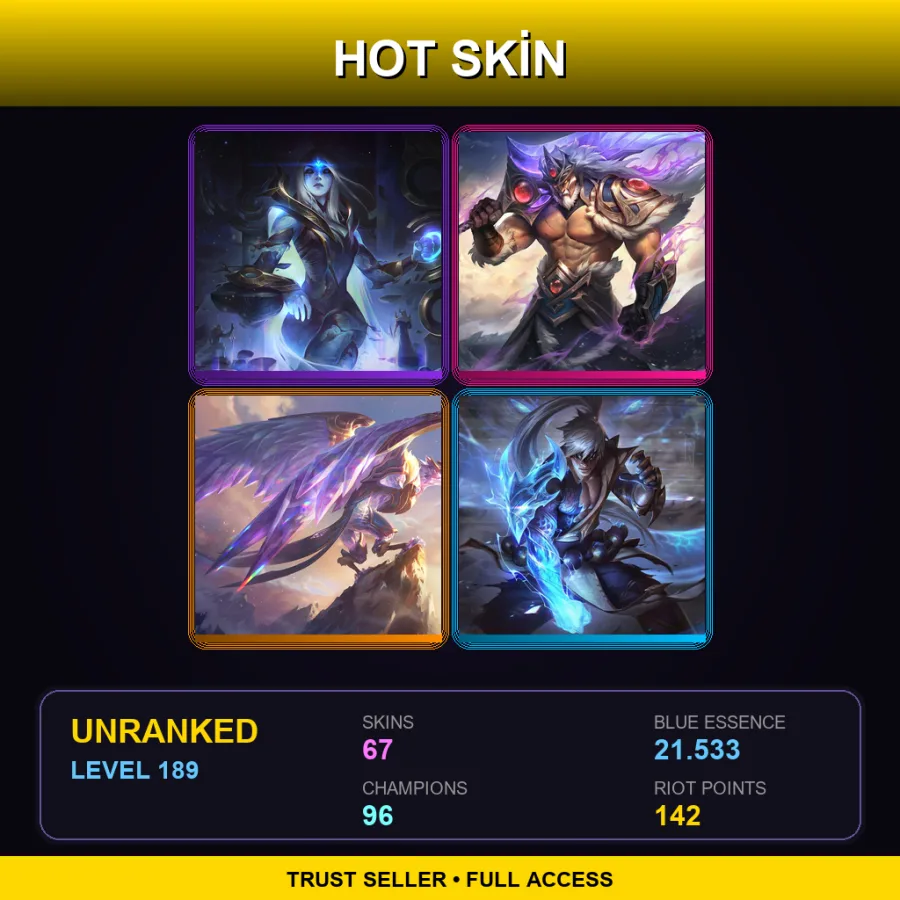 EUNE | Lv189 | Unranked | 67 Skin | 96 Champ