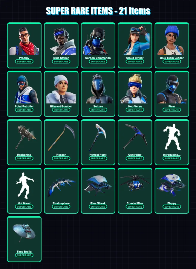 [PS4/PS5/XBOX/PC] | Prodigy | Blue Striker | Carbon Commando | 149 skin | Lv3404