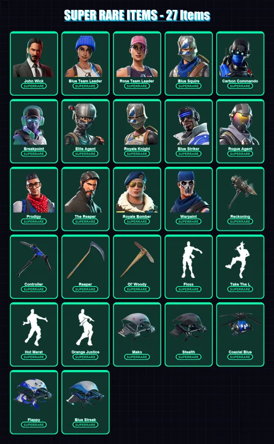 [PS4/PS5/XBOX/PC] | OG Skull Trooper | John Wick | Blue Team Leader | 156 skin | Lv855 — Fortnite account