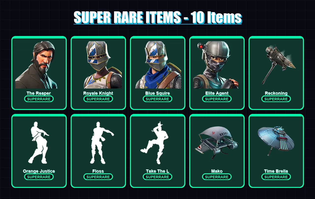 [PS4/PS5/XBOX/PC] | The Reaper | Royale Knight | Blue Squire | Elite Agent | Ronin | 65 skin | 74 pickaxe | 70 emote | 73 glider | Lv1306