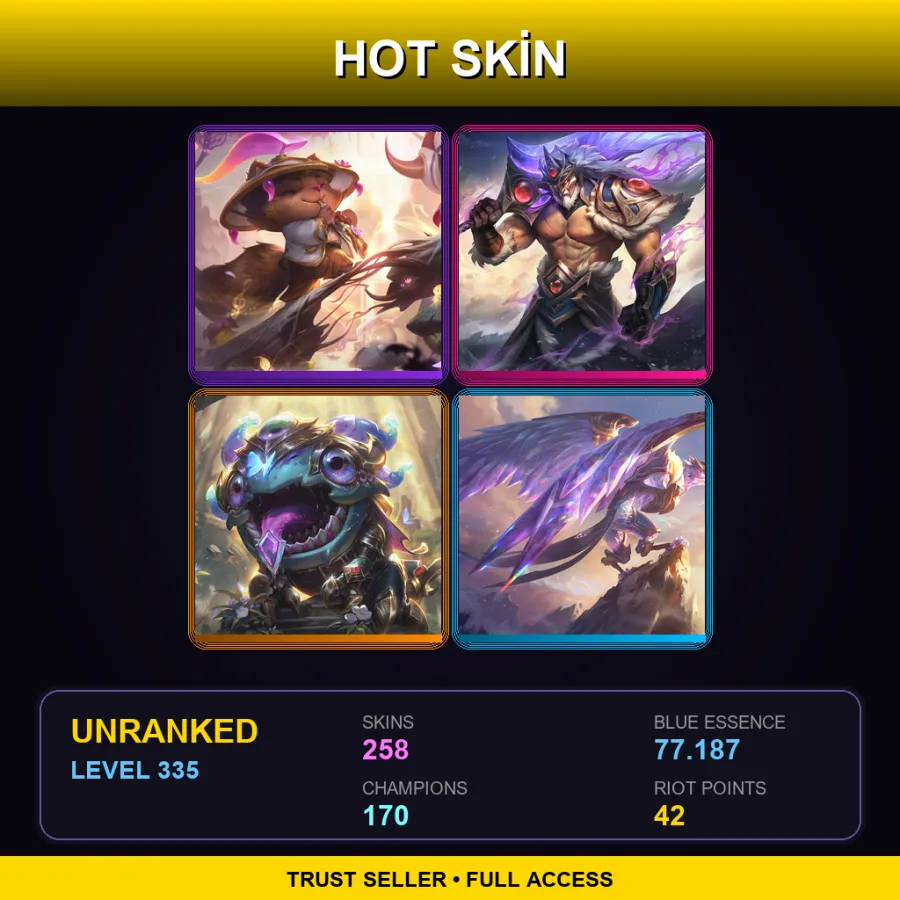 VN | Lv335 | Unranked | 258 Skin | 170 Champ — Chosen Master Yi