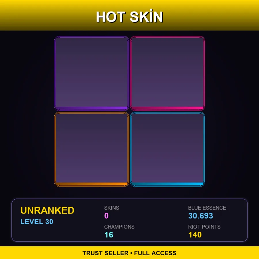 NA | Lv30 | Unranked | 0 Skin | 16 Champ — LoL account