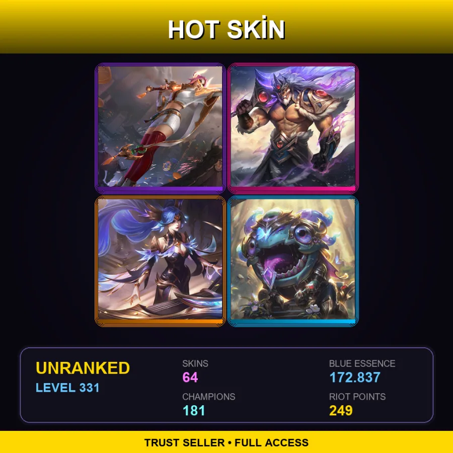 OCE | Lv331 | Unranked | 64 Skin | 181 Champ