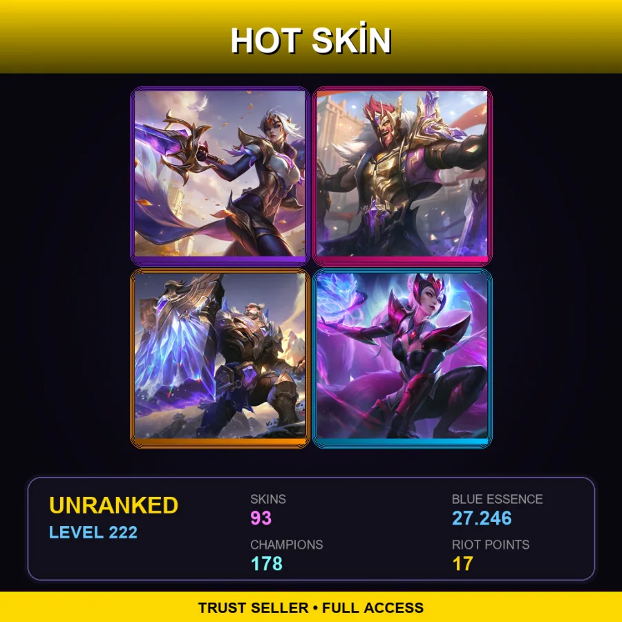 BR | Lv222 | Unranked | 93 Skin | 178 Champ — LoL account