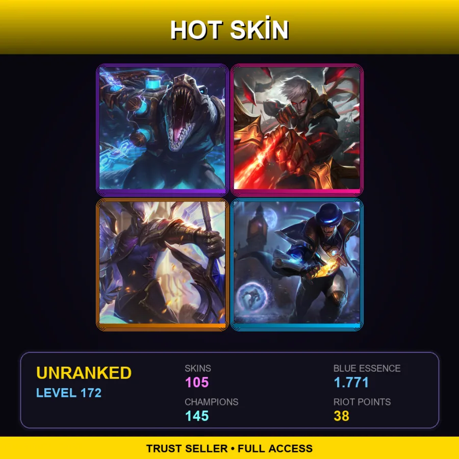 NA | Lv172 | Unranked | 105 Skin | 145 Champ — Galaxy Slayer Zed