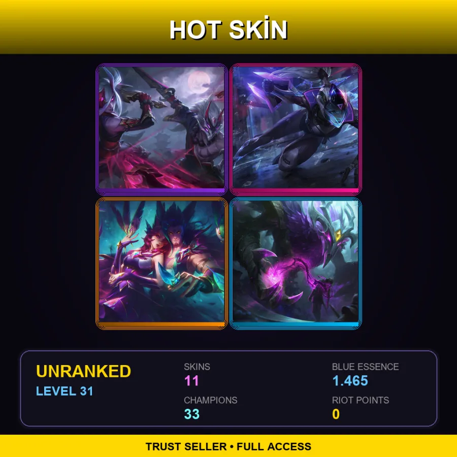 LAN | Lv31 | Unranked | 11 Skin | 33 Champ — LoL account