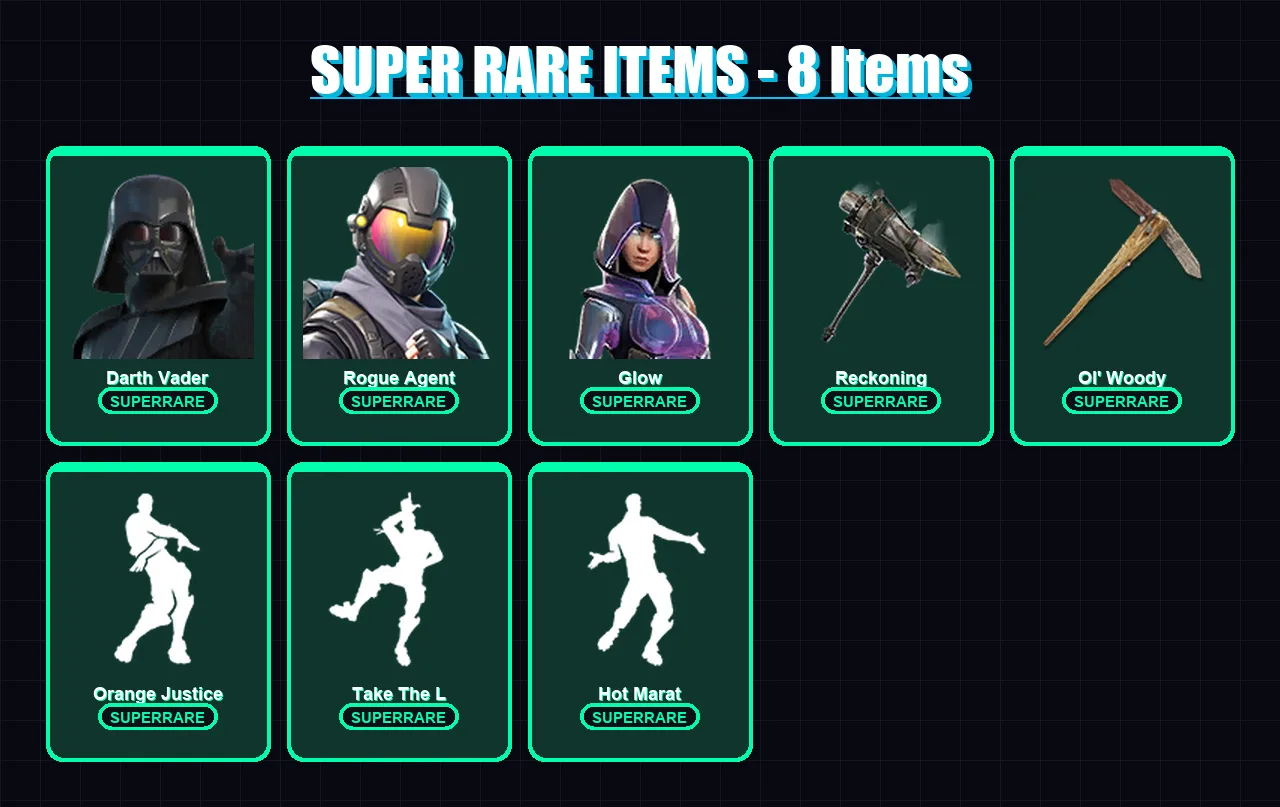 [PC/PSN] | Darth Vader | Rogue Agent | Glow | Ruin | Sentinel | 168 skin | 156 pickaxe | 165 emote | 155 glider | Lv2300