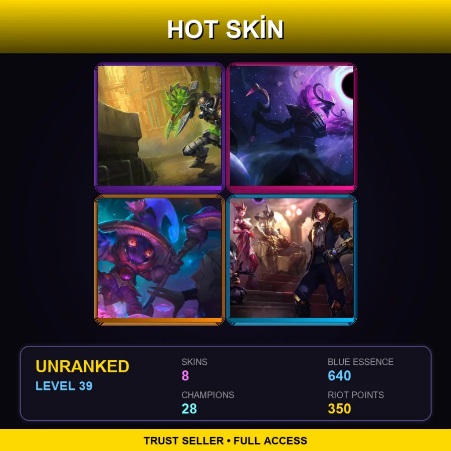 NA | Lv39 | Unranked | 8 Skin | 28 Champ — LoL account