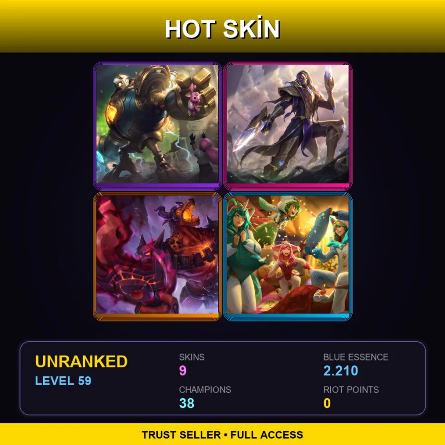 TR | Lv59 | Unranked | 9 Skin | 38 Champ