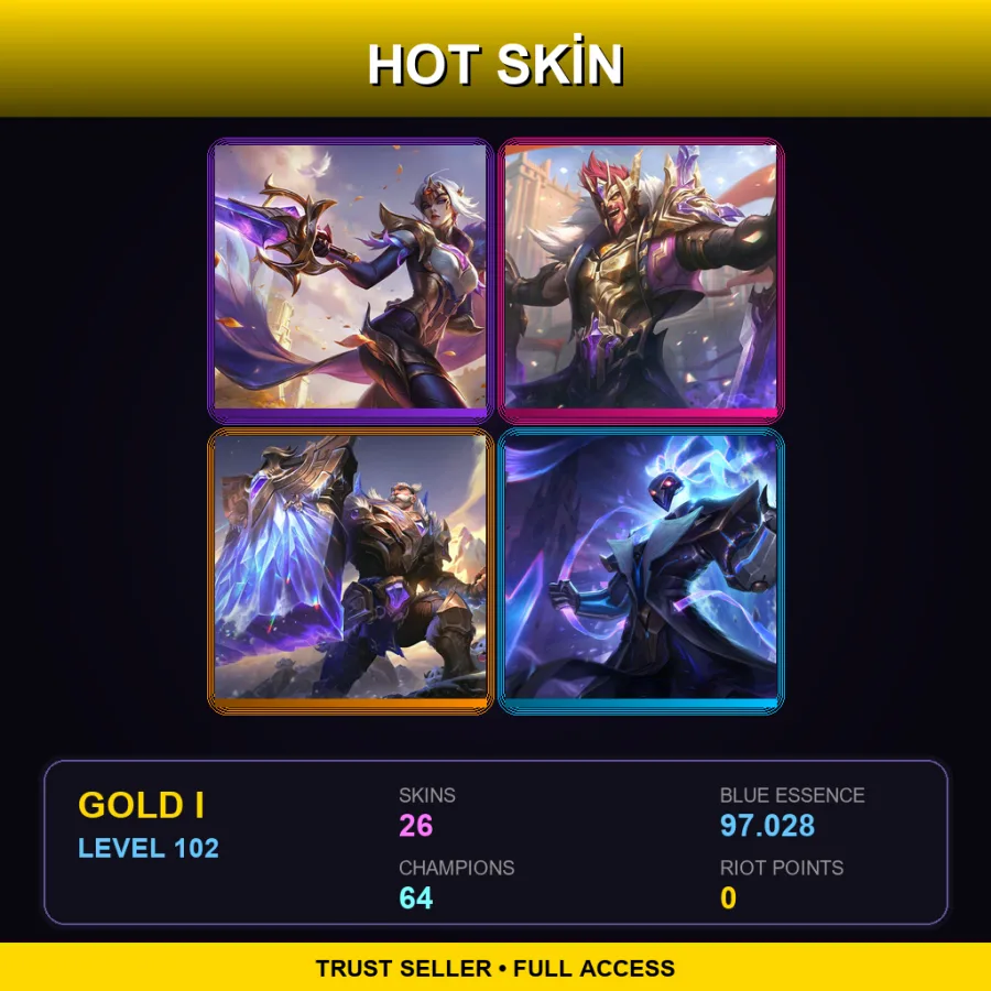 LAN | Lv102 | Gold I | 26 Skin | 64 Champ