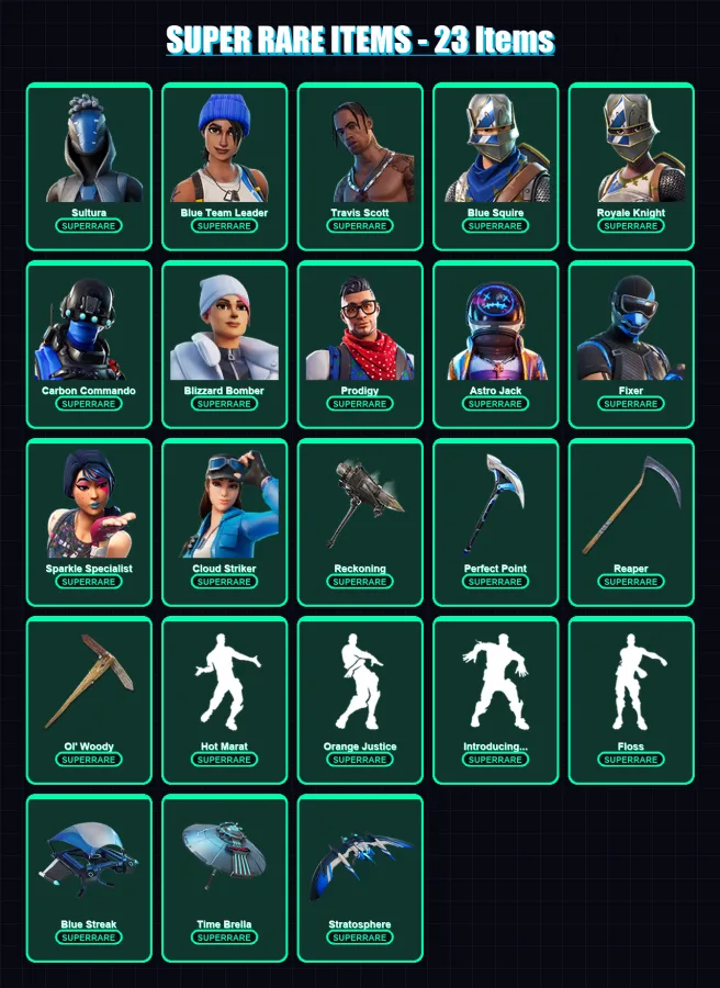 [SWITCH/XBOX/PC] | Sultura | Blue Team Leader | Travis Scott | Blue Squire | Royale Knight | 183 skin | 197 pickaxe | 197 emote | 200 glider | Lv322 — Fortnite account