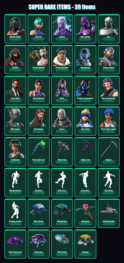 [PC/XBOX/PSN] | Stealth Reflex | Wonder | Galaxy | Dark Vertex | Eon | 252 skin | 173 pickaxe | 182 emote | 115 glider | Lv1372