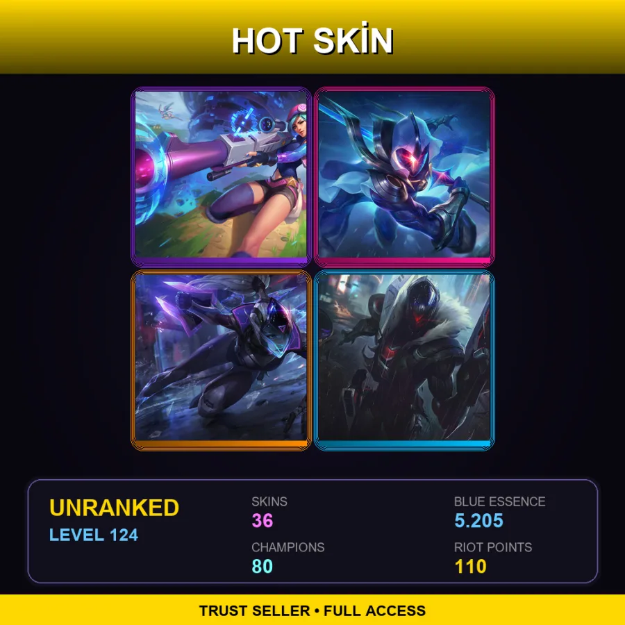 LAS | Lv124 | Unranked | 36 Skin | 80 Champ — Arcade Caitlyn