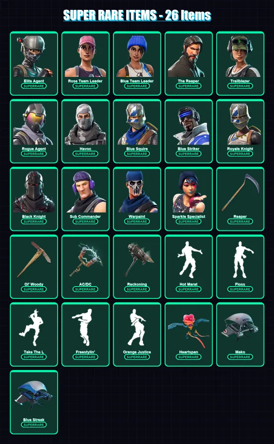 [PC/XBOX] | Elite Agent | Rose Team Leader | Blue Team Leader | The Reaper | Trailblazer | 112 skin | 72 pickaxe | 100 emote | 76 glider | Lv1221