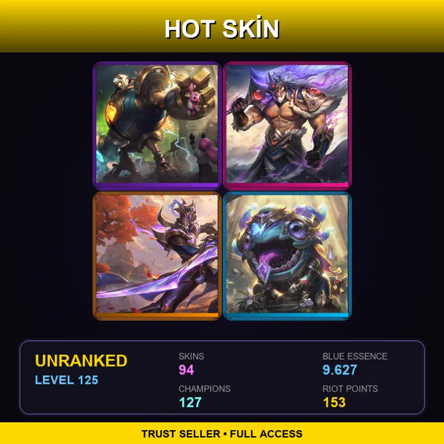 EUW | Lv125 | Unranked | 94 Skin | 127 Champ