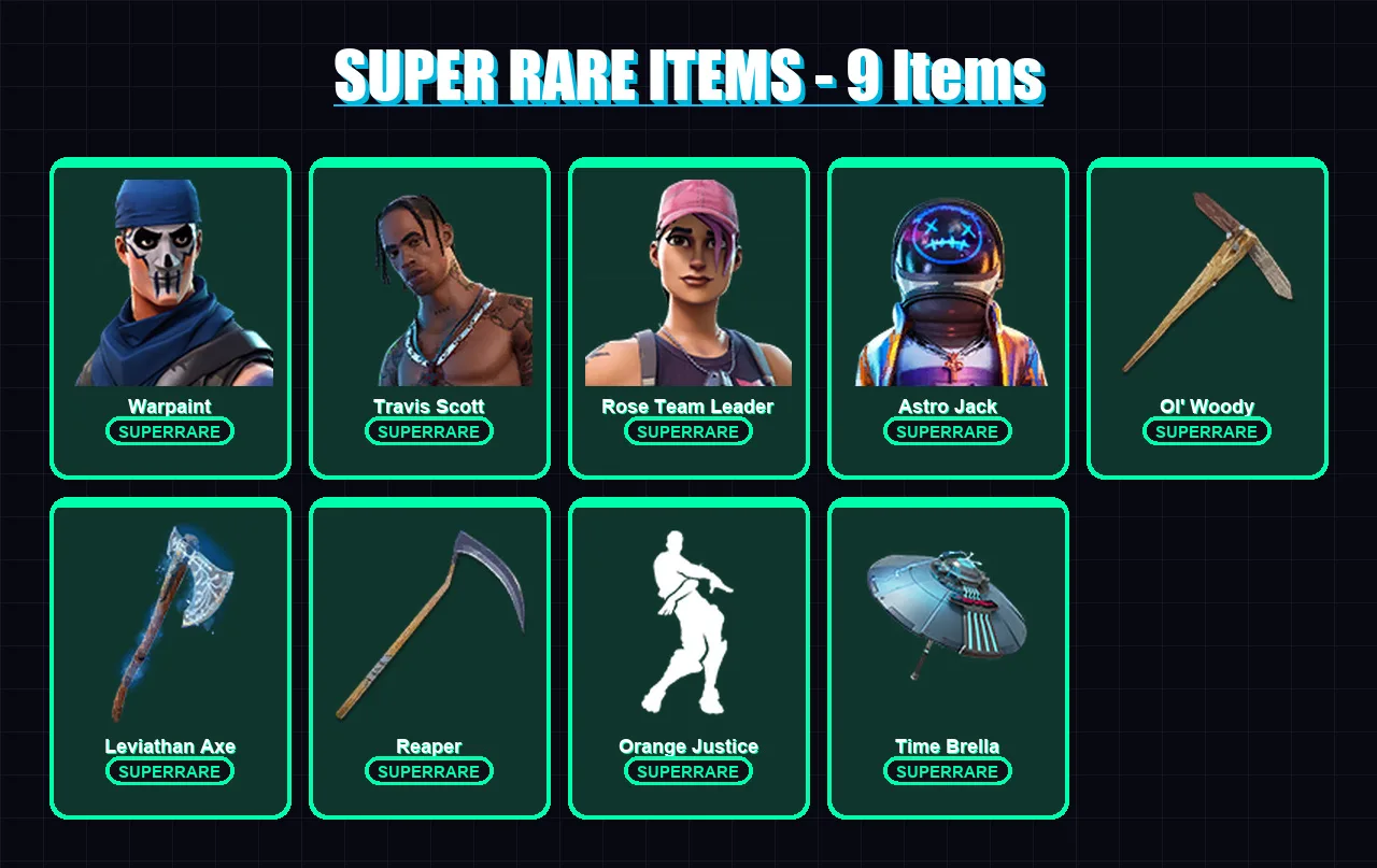 [PS4/PS5/XBOX/PC] | Warpaint | Travis Scott | Rose Team Leader | Astro Jack | Mandalorian | 61 skin | 74 pickaxe | 54 emote | 64 glider | Lv861