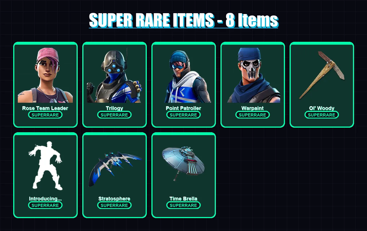 [PS4/PS5/XBOX/PC] | Rose Team Leader | Trilogy | Point Patroller | Warpaint | Cyclo | 111 skin | 126 pickaxe | 108 emote | 120 glider | Lv2061 — Fortnite account