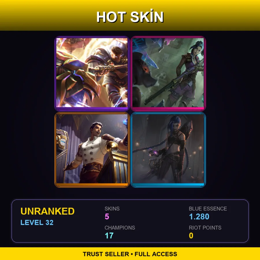LAN | Lv32 | Unranked | 5 Skin | 17 Champ — LoL account