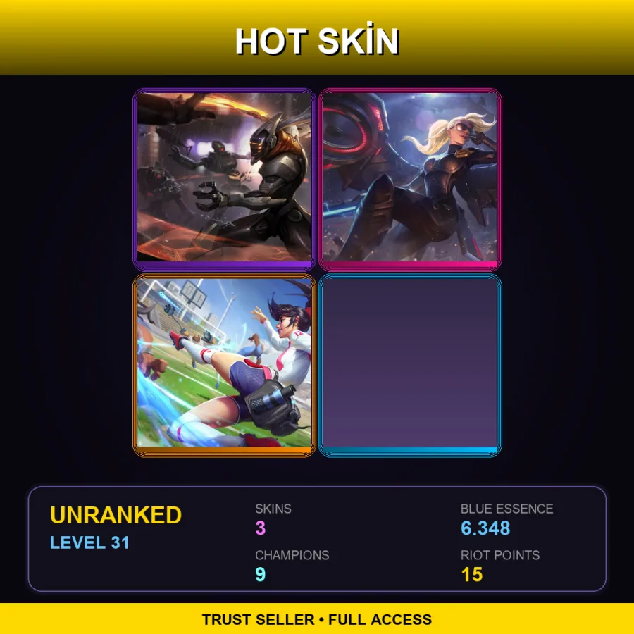 RU | Lv31 | Unranked | 3 Skin | 9 Champ