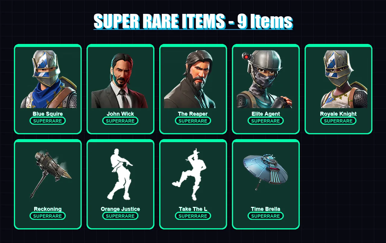 [PS4/PS5/XBOX/PC] | Blue Squire | John Wick | The Reaper | Elite Agent | Royale Knight | 74 skin | 57 pickaxe | 82 emote | 66 glider | Lv816