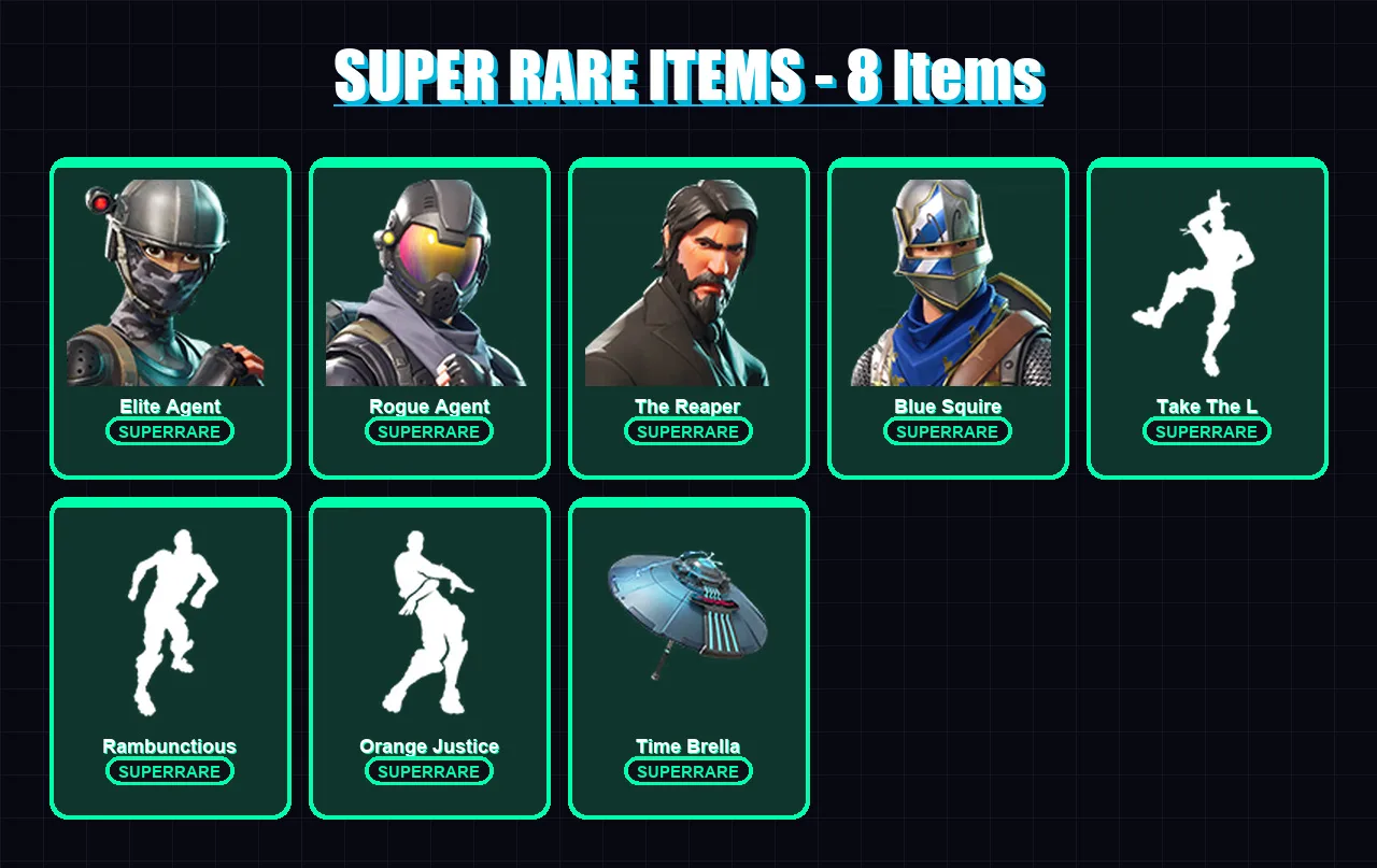 [PC/PSN] | Elite Agent | Rogue Agent | The Reaper | Blue Squire | Raven | 33 skin | 24 pickaxe | 45 emote | 31 glider | Lv440 — Fortnite account
