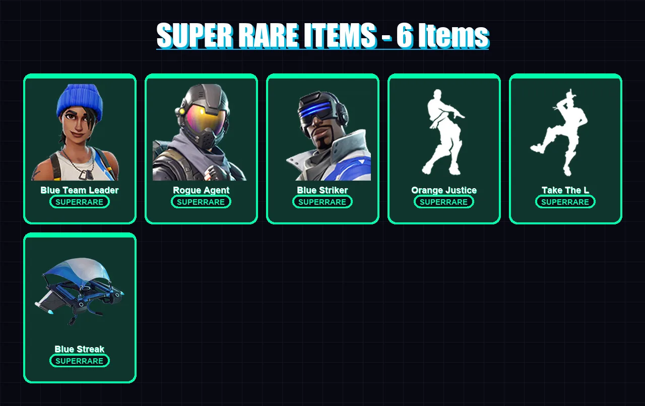 [PS4/PS5/XBOX/PC] | Blue Team Leader | Rogue Agent | Blue Striker | Dark Voyager | Omega | 20 skin | 10 pickaxe | 16 emote | 14 glider | Lv188