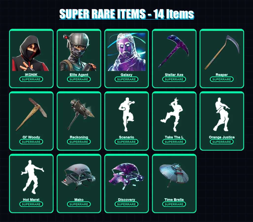 [PC/XBOX/PSN] | IKONIK | Elite Agent | Galaxy | Dark Voyager | Drift | 176 skin | 166 pickaxe | 210 emote | 146 glider | Lv1806