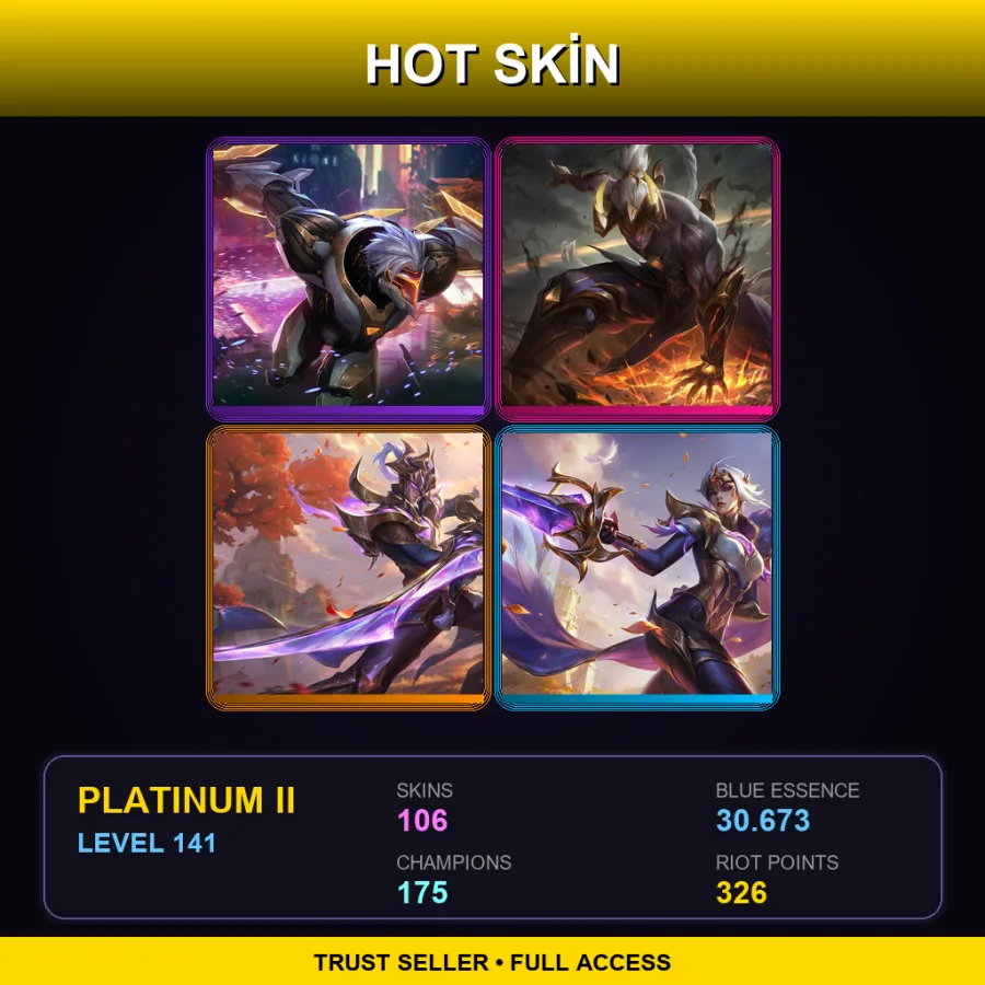 RU | Lv141 | Platinum II | 106 Skin | 175 Champ — LoL account