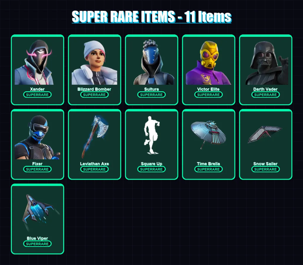 [PC/XBOX/PSN] | Xander | Blizzard Bomber | Sultura | Victor Elite | Darth Vader | 306 skin | 267 pickaxe | 218 emote | 198 glider | Lv3948