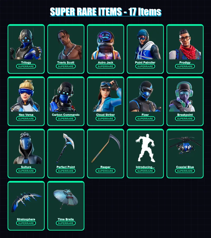 [PS4/PS5/XBOX/PC] | Trilogy | Travis Scott | Astro Jack | Point Patroller | Prodigy | 64 skin | 83 pickaxe | 84 emote | 76 glider | Lv919