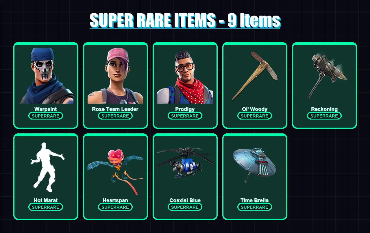 [PC/XBOX] | Warpaint | Rose Team Leader | Prodigy | Lynx | Dire | 39 skin | 64 pickaxe | 73 emote | 71 glider | Lv993
