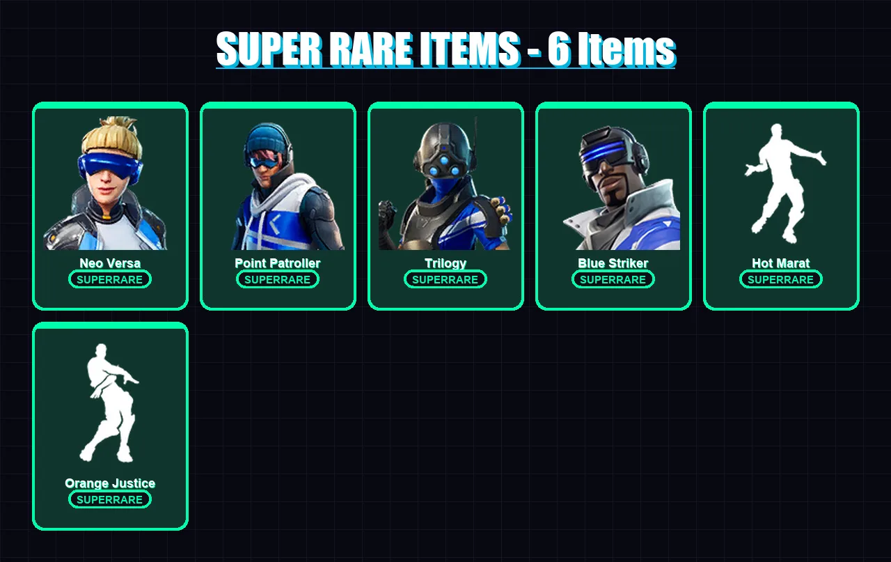 [PC/XBOX] | Neo Versa | Point Patroller | Trilogy | Blue Striker | Rox | 32 skin | 32 pickaxe | 31 emote | 38 glider | Lv487