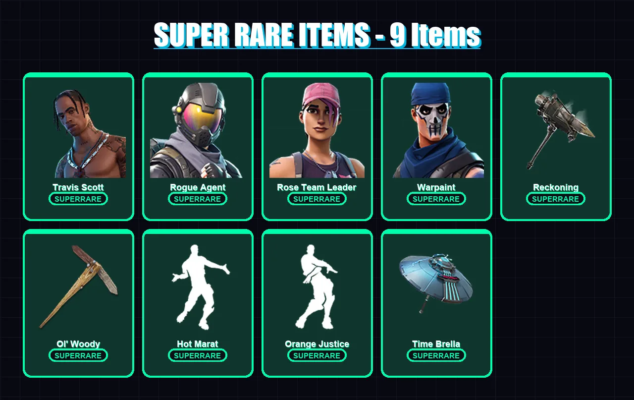 [PS4/PS5/XBOX/PC] | Travis Scott | Rogue Agent | Rose Team Leader | Warpaint | Catalyst | 70 skin | 63 pickaxe | 93 emote | 69 glider | Lv1137