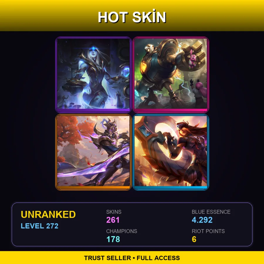 SG | Lv272 | Unranked | 261 Skin | 178 Champ — LoL account