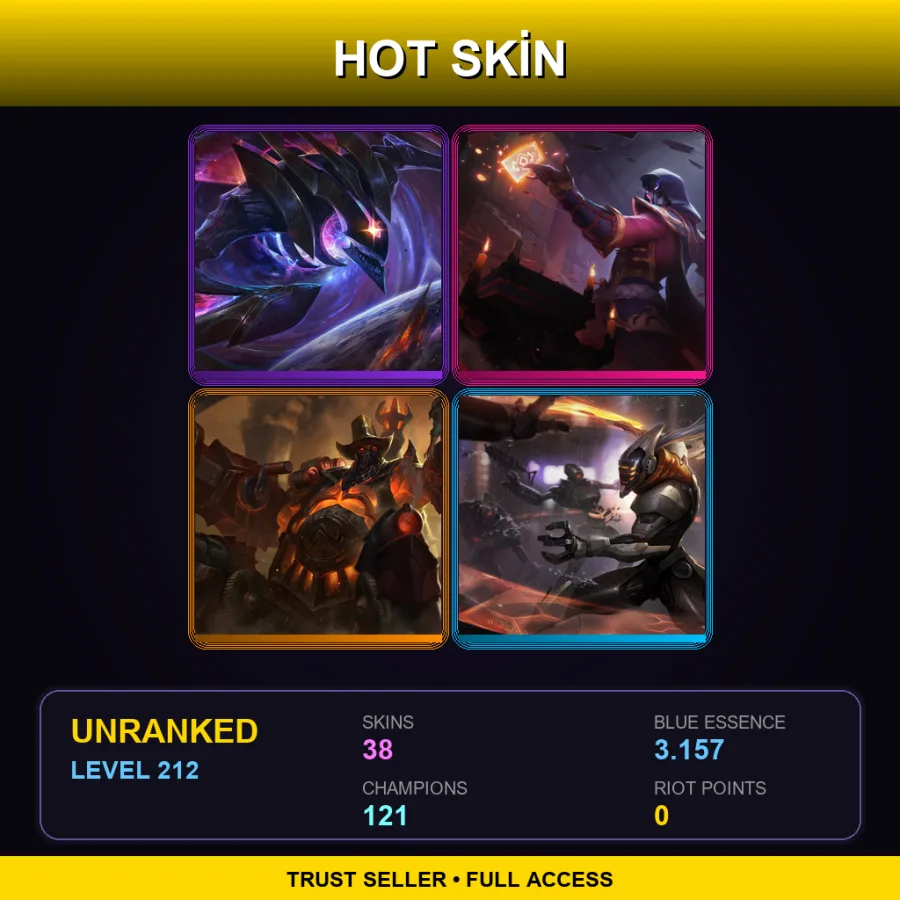 NA | Lv212 | Unranked | 38 Skin | 121 Champ