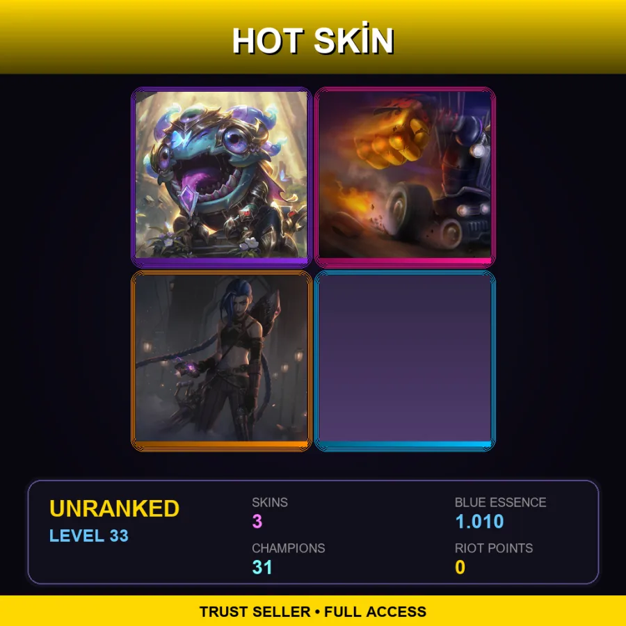 NA | Lv33 | Unranked | 3 Skin | 31 Champ
