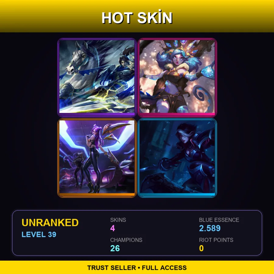 EUW | Lv39 | Unranked | 4 Skin | 26 Champ