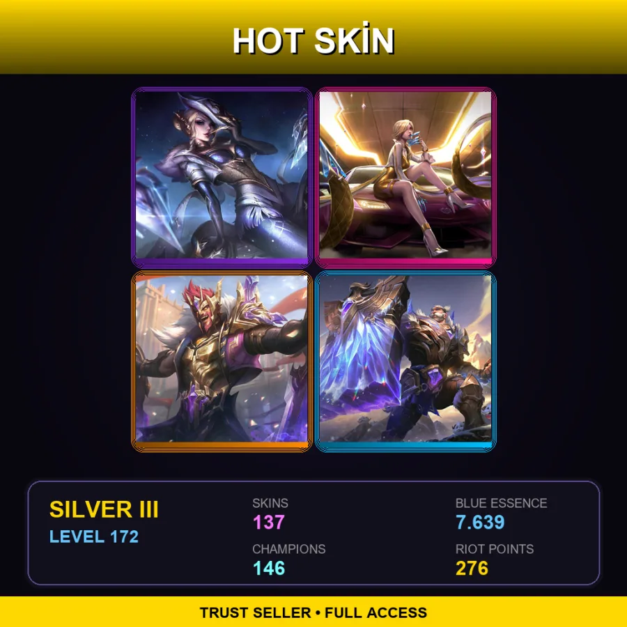 EUW | Lv172 | Silver III | 137 Skin | 146 Champ