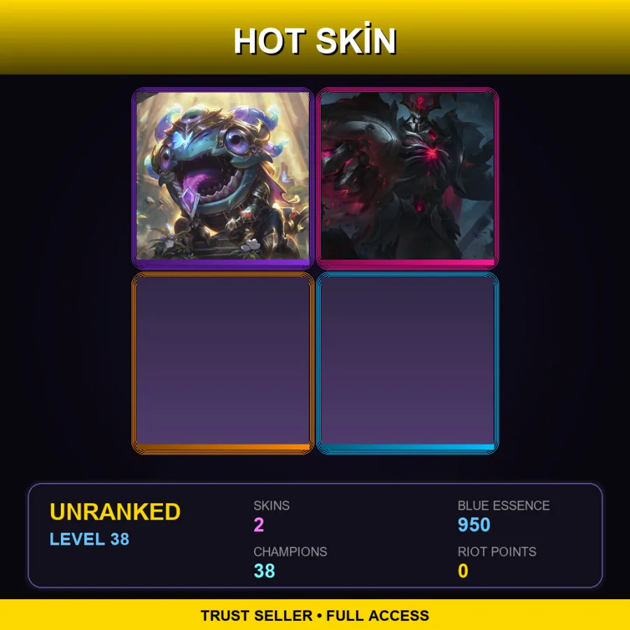LAN | Lv38 | Unranked | 2 Skin | 38 Champ — LoL account