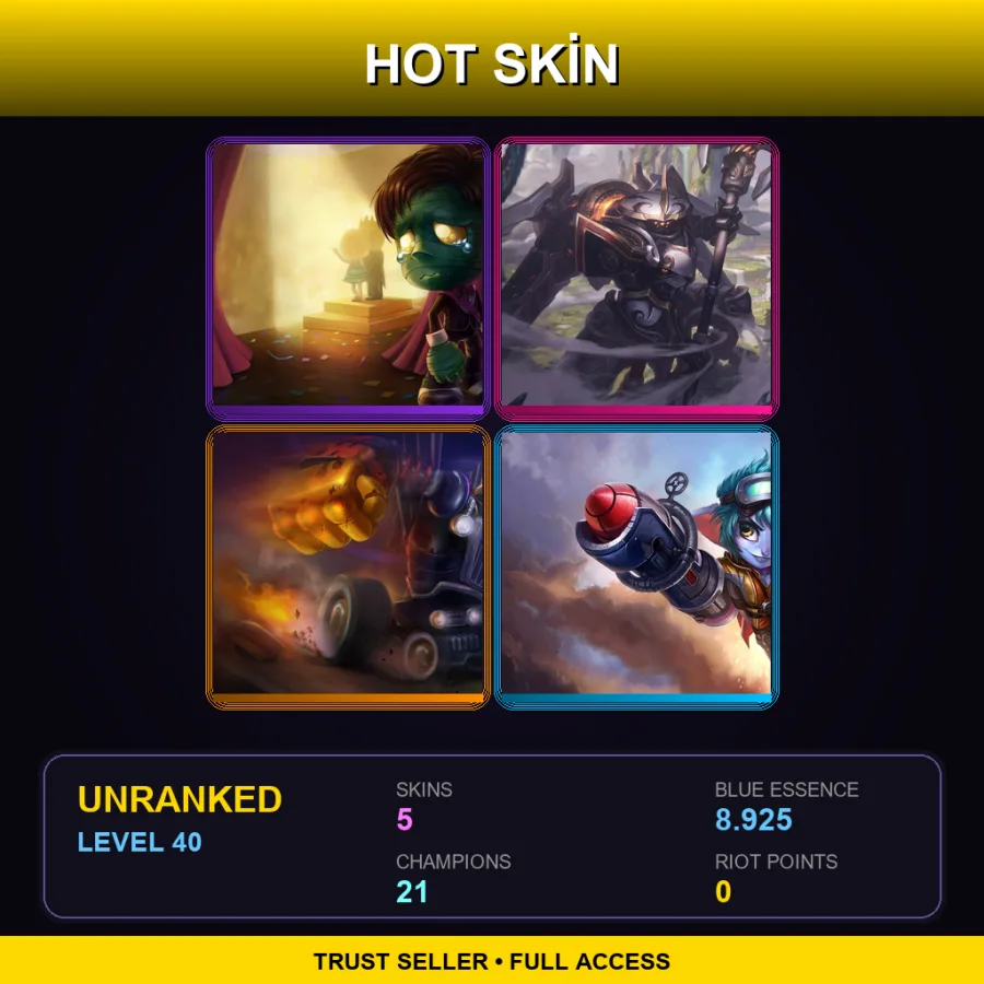 RU | Lv40 | Unranked | 5 Skin | 21 Champ