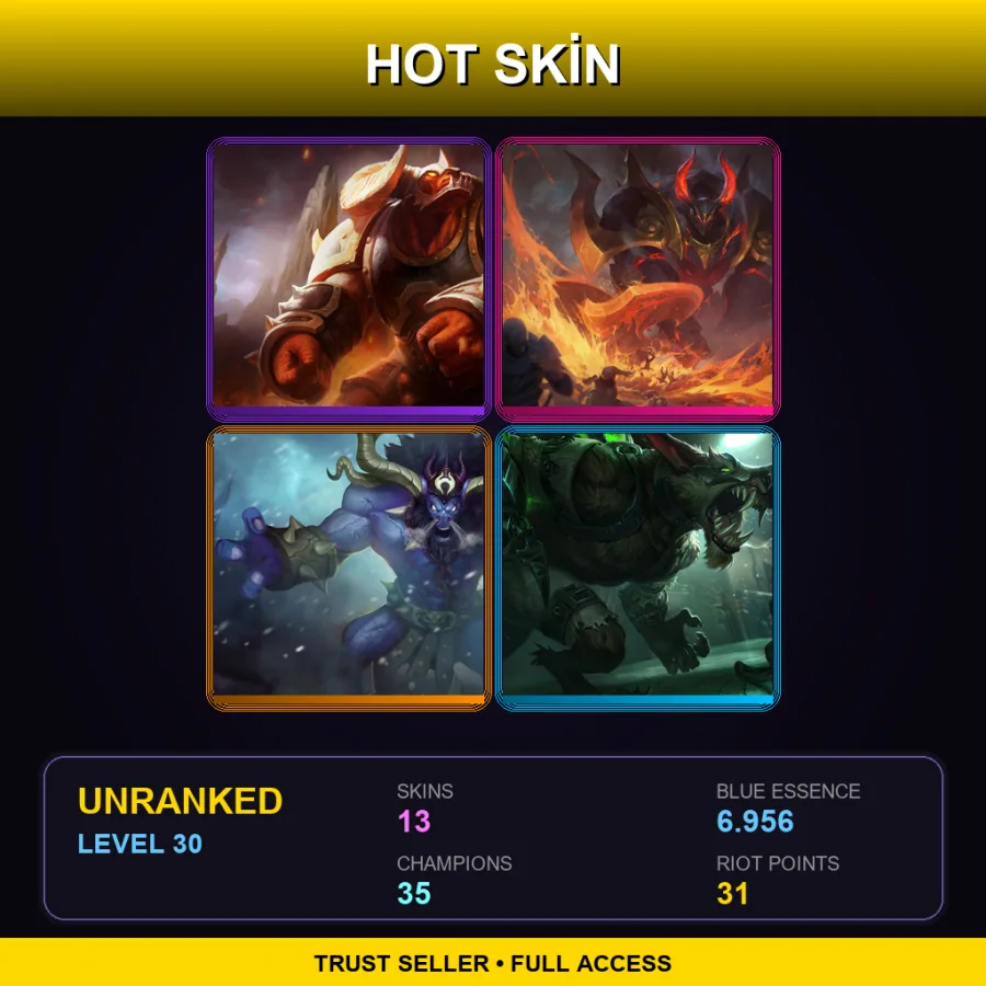 NA | Lv30 | Unranked | 13 Skin | 35 Champ