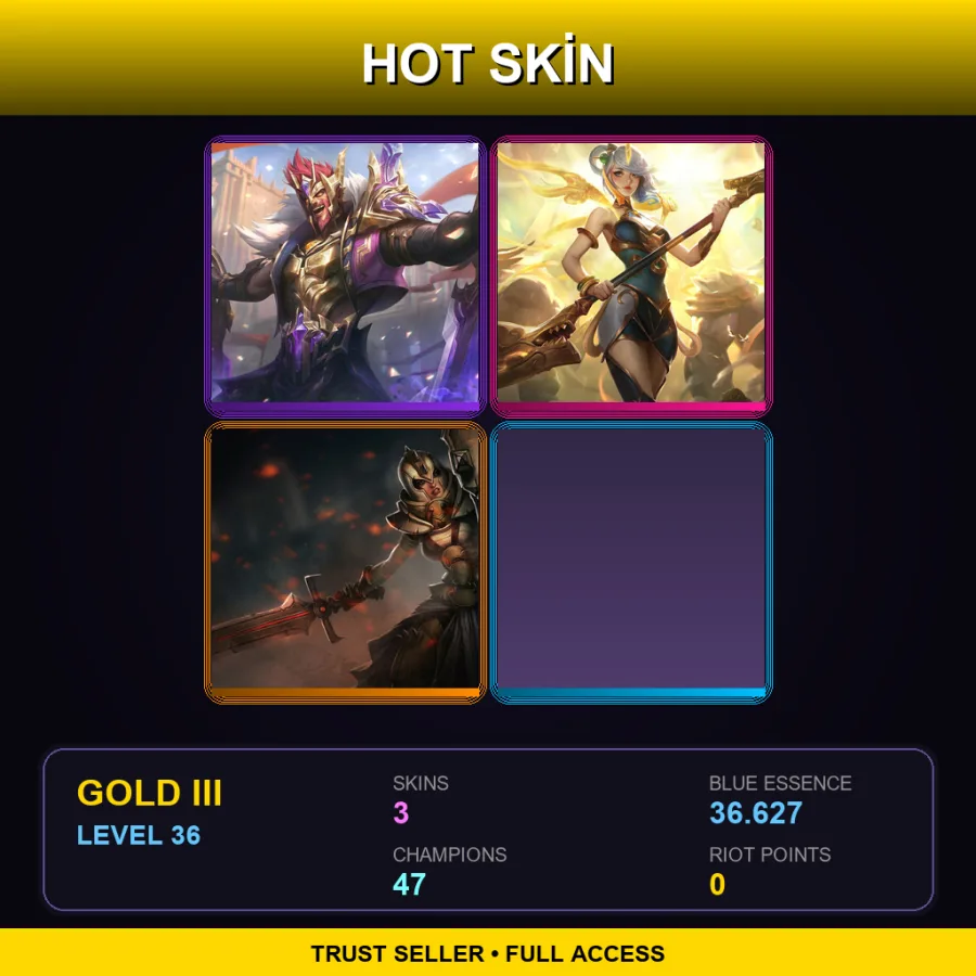 LAN | Lv36 | Gold III | 3 Skin | 47 Champ — LoL account