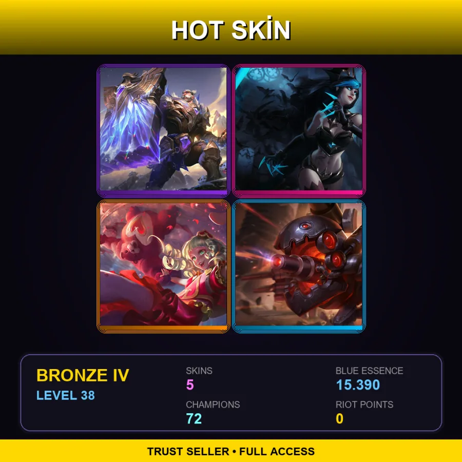VN | Lv38 | Bronze IV | 5 Skin | 72 Champ — LoL account