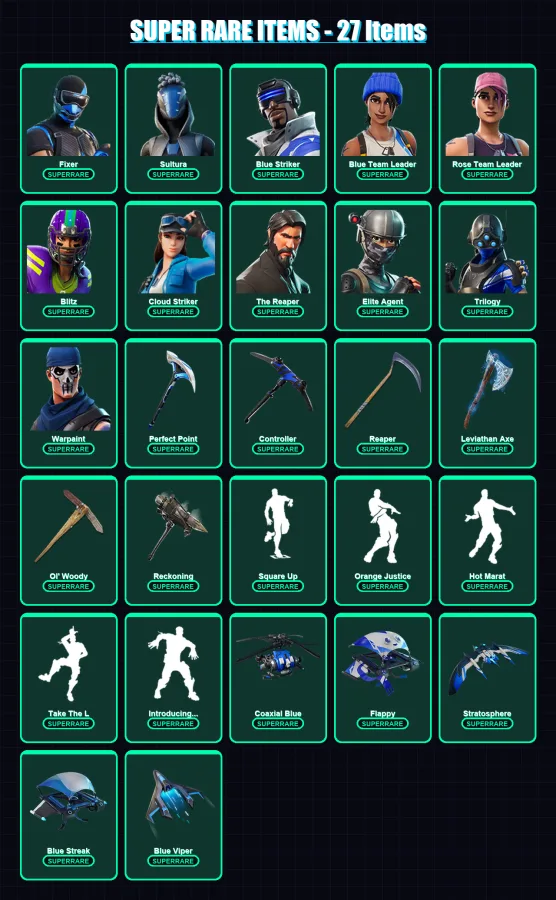 [PS4/PS5/XBOX/PC] | Fixer | Sultura | Blue Striker | Blue Team Leader | Rose Team Leader | 138 skin | 141 pickaxe | 110 emote | 126 glider | Lv1582 — Fortnite account