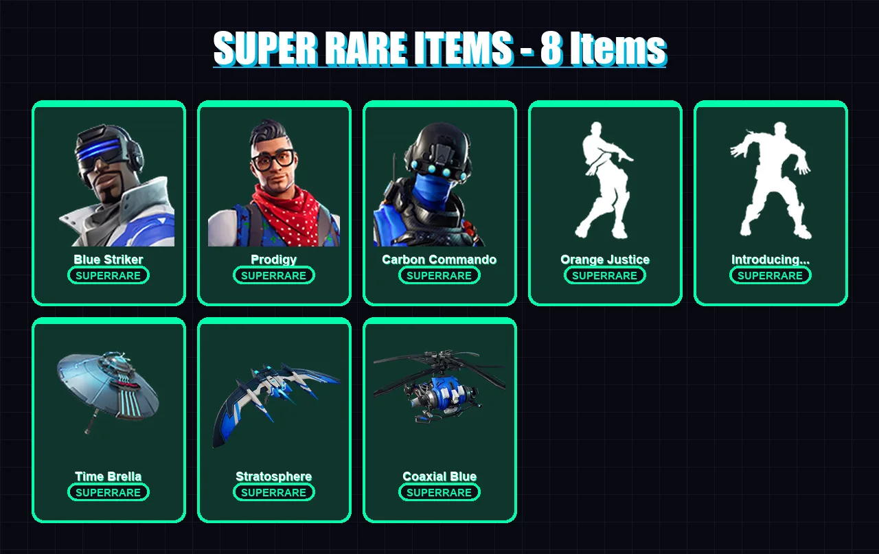 [PC/XBOX] | Blue Striker | Prodigy | Carbon Commando | Luxe | The Prisoner | 48 skin | 50 pickaxe | 63 emote | 64 glider | Lv1171 — Fortnite account