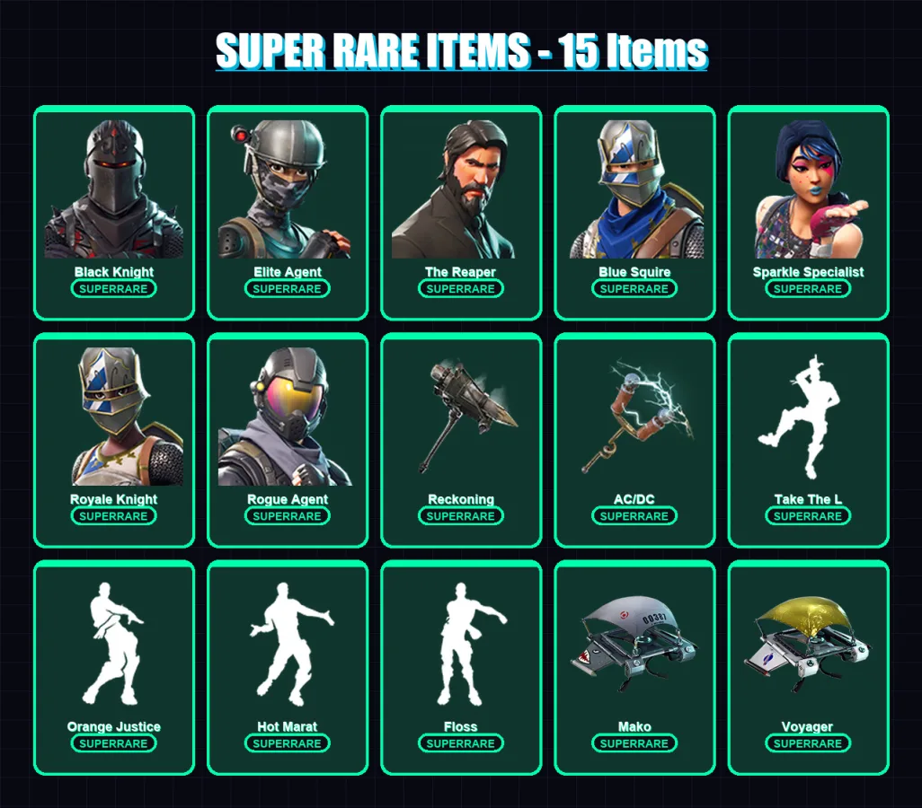 [PC/PSN] | Black Knight | Elite Agent | The Reaper | Blue Squire | Sparkle Specialist | 57 skin | 43 pickaxe | 86 emote | 57 glider | Lv904