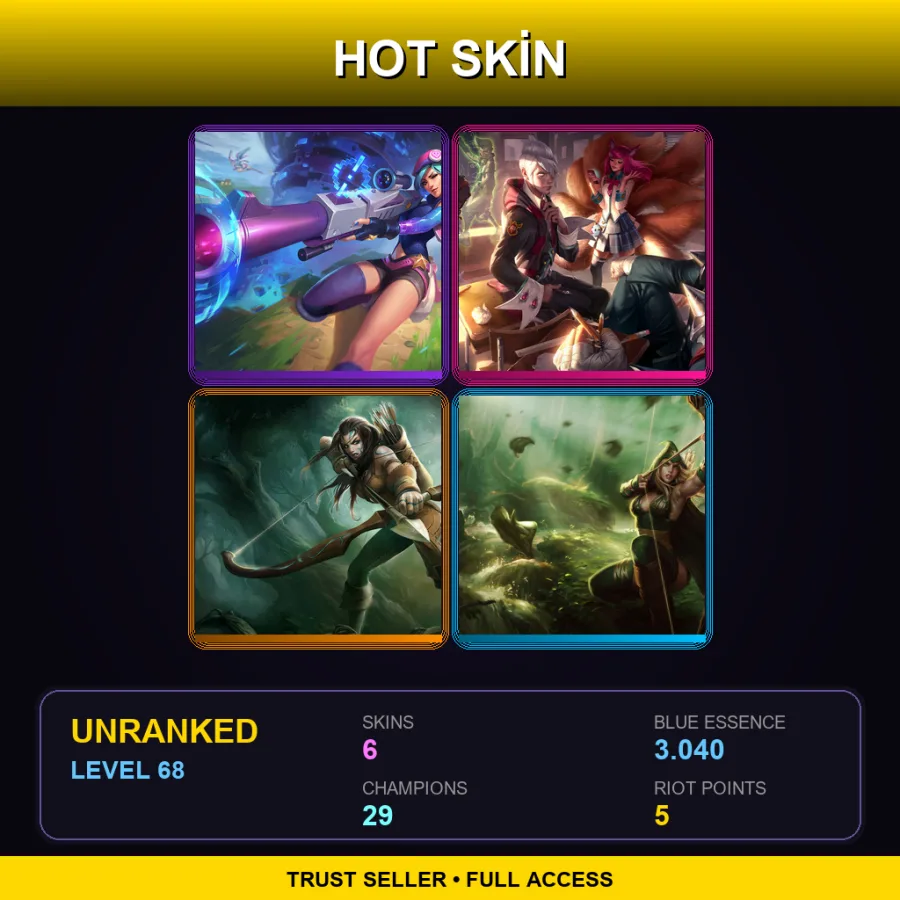 LAN | Lv68 | Unranked | 6 Skin | 29 Champ — Woad Ashe